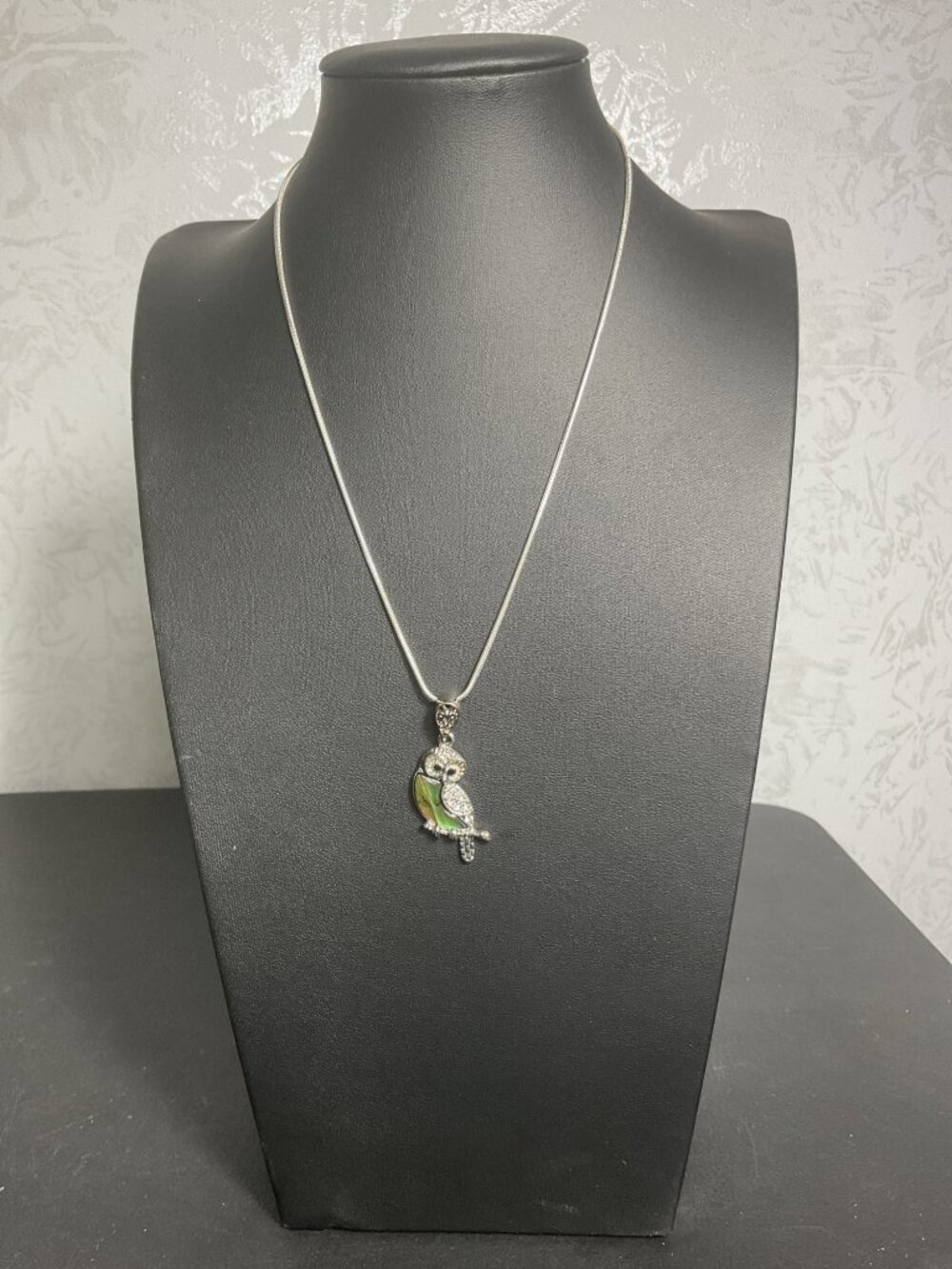 Vintage Silver Rhinestone Owl Necklace Goth Whimsigoth Fairycore Pendant